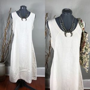 Oska Oat Creme 100% Linen Tank Maxi Dress